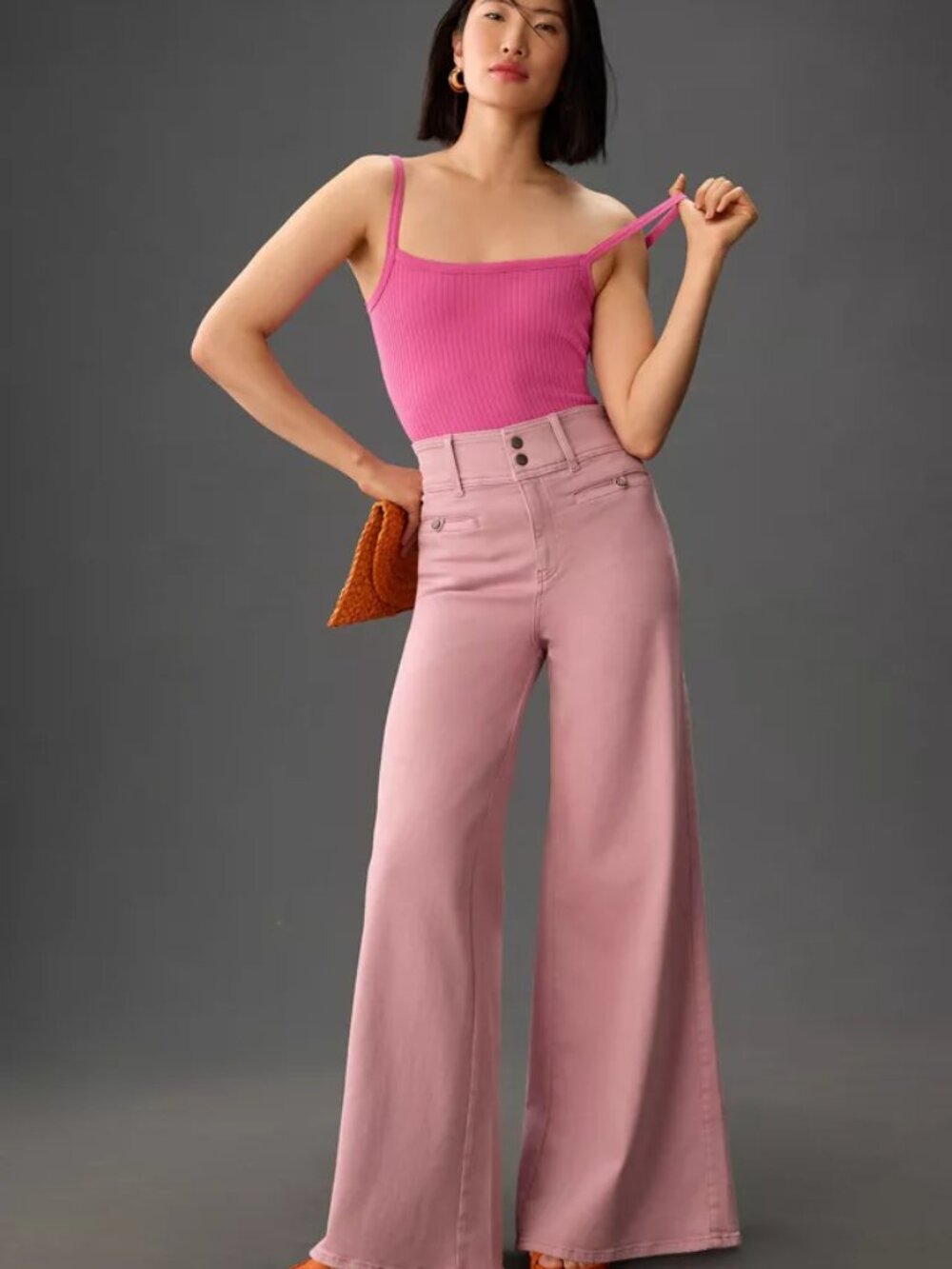 Pilcro Anthropologie Pink Wide Leg Flare Pants 27 High Rise